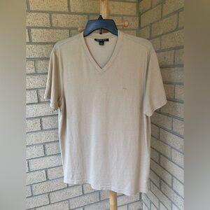 Michael Kors Tan Cream Khaki Neutral Color V Neck Short Sleeve T Shirt Medium